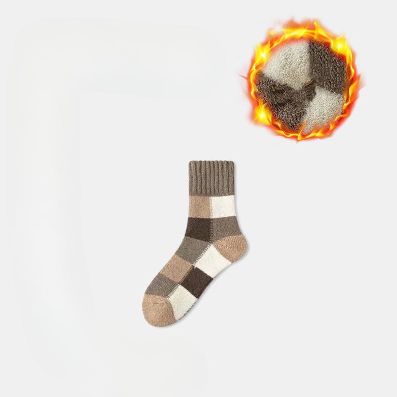 Мужские зимние носки до середины икры из чистого хлопка, утолщенные и с флисовой петлей, теплые