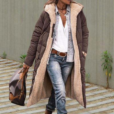 Женское зимнее пальто Yousheng с капюшоном и боковыми карманами, двухсторонняя приталенная куртка средней длины с застежкой-молнией, мягкая, повседневная верхняя одежда для активного отдыха