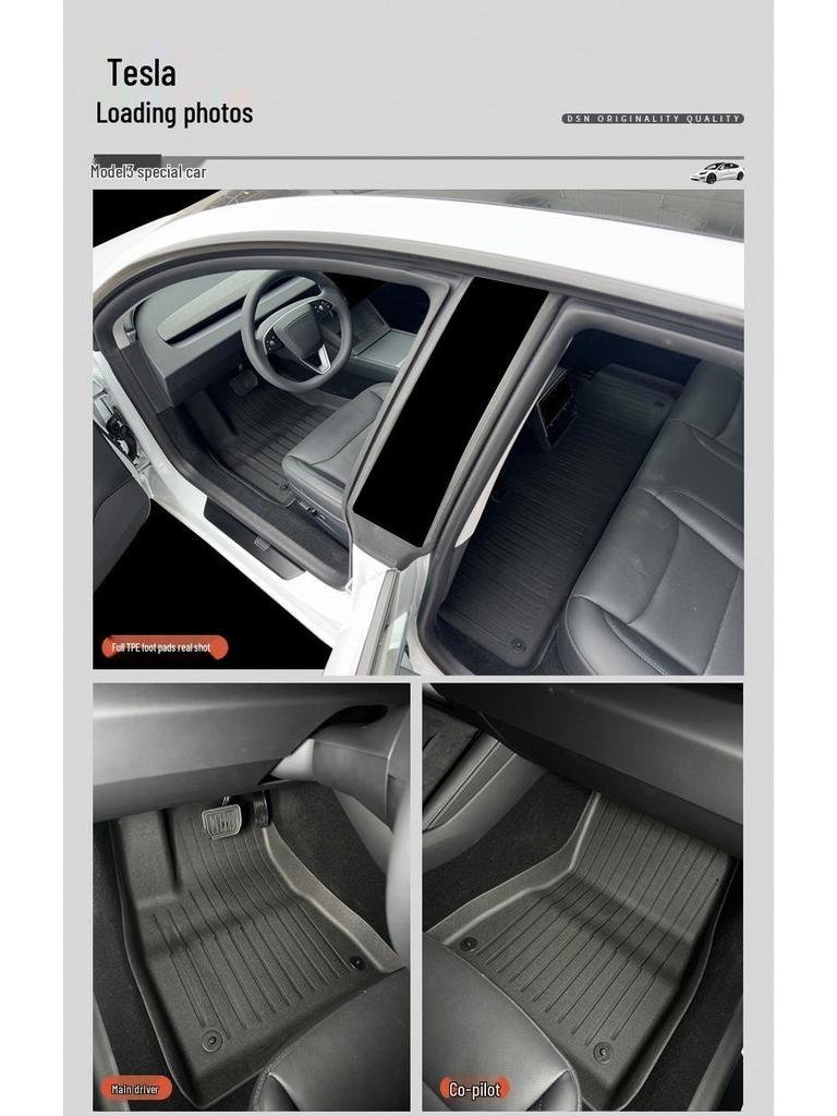 Водонепроницаемые коврики TPE для Tesla Model 3, двухслойные, износостойкие с овечьей шерстью, версия после рестайлинга.