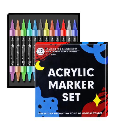 12/24/36Pcs Double Line Outline Marker Pen Set Waterproof Metallic Art Pens Brilliant Colors Graffiti Highlighter Pens