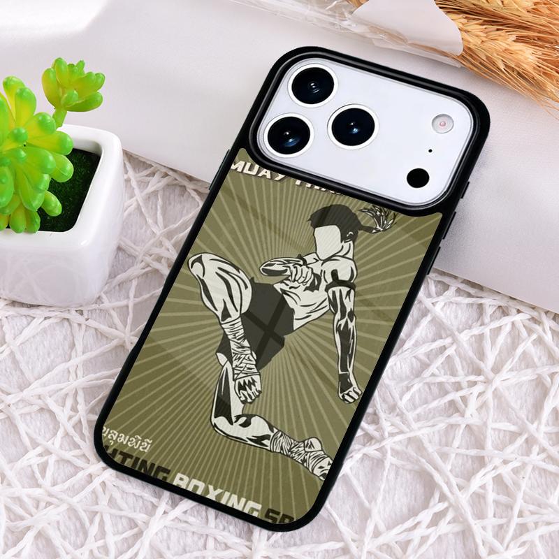 Muay Thai Knee Shockproof Phone Case for iPhone 17 Air 16e 15 11 12 14 13 Pro Max Cover Coque