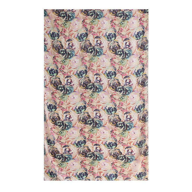 Spring  100% Mulberry Silk Scarf Women's Thin Shawl Silk Oil Painting Retro Plain Crepe Satin Premium Long Scarf