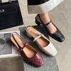 2025 New Gentle Shoes French Bag Head Empty Sandals Mary Jane Small Leather Shoes Thick Heel Versatile Summer Women's Shoes