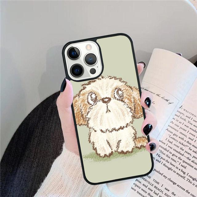 Мультяшная собака Ши-тцу Чехол-оболочка Для iPhone 17 Air 15 16 14 13 12 Pro Max 11 Pro Max Plus Чехол для телефона