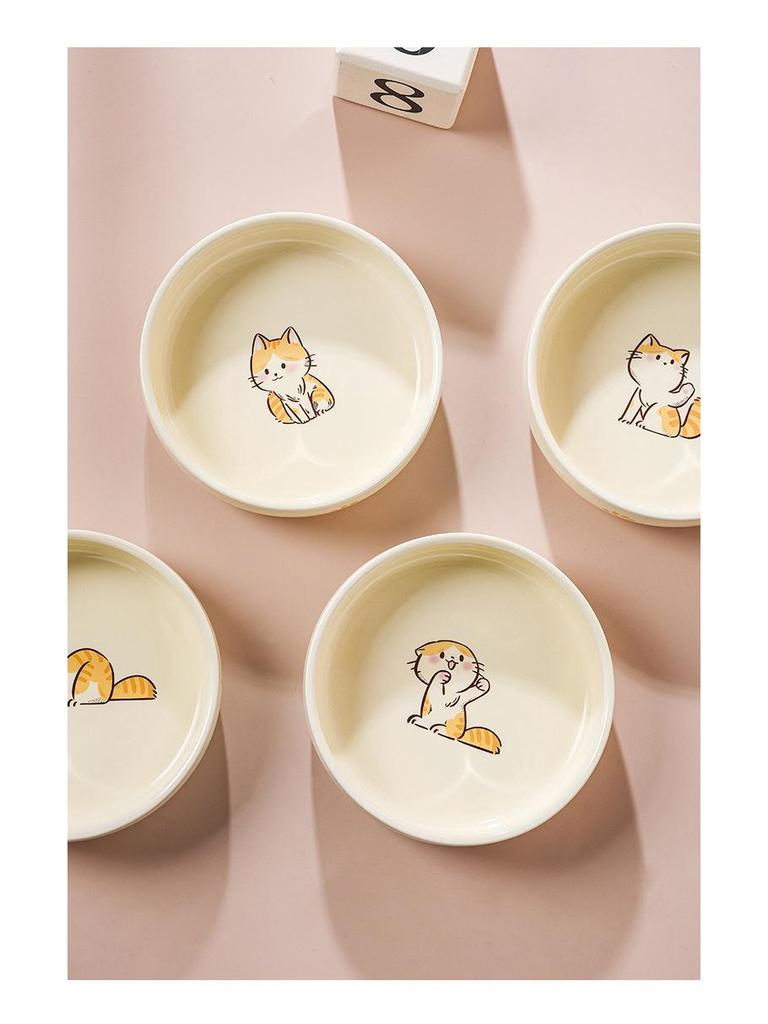 Скидка для новичков: Миска для кошек и собак из милой керамики с защитой от опрокидывания - Дизайн против черного подбородка