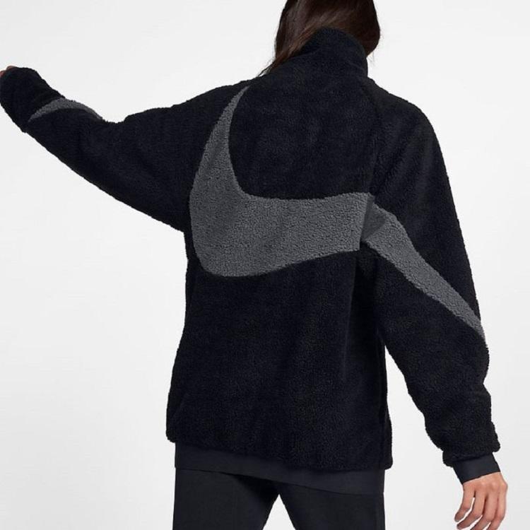 Nike Флисовая куртка с воротником-стойкой и молнией, большим логотипом и двусторонним дизайном, мужская верхняя одежда черного цвета AJ2701-011