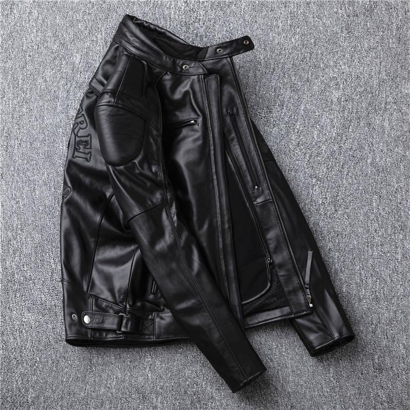 Съемная внутренняя подкладка, осенне-зимняя мужская куртка из натуральной кожи, мотоциклетная кожаная куртка первого слоя из воловьей кожи, велосипедная куртка