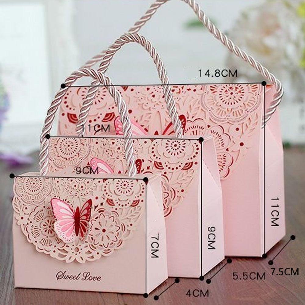 Paper Box Cutout Butterfly Candy Box with Handle Wedding Gift Packaging Box Birthday Party Gift