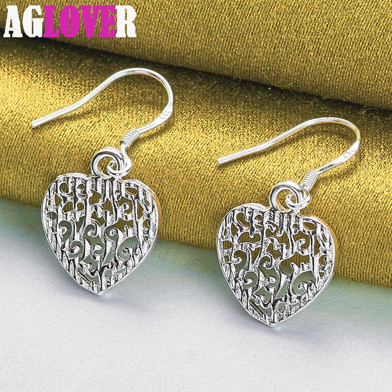 Ювелирные изделия из стерлингового серебра 925 пробы с полым узором в форме сердца