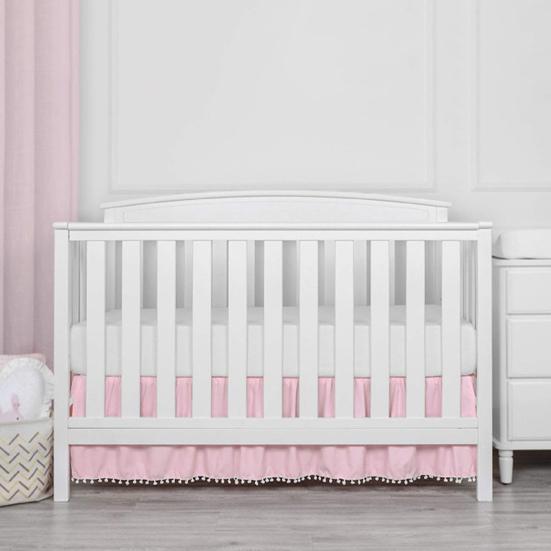 Плюшевая юбка для кроватки с рюшами и шариками, регулируемое эластичное постельное белье для малышей, юбка для кроватки с рюшами, покрывало на кровать для маленьких мальчиков и девочек