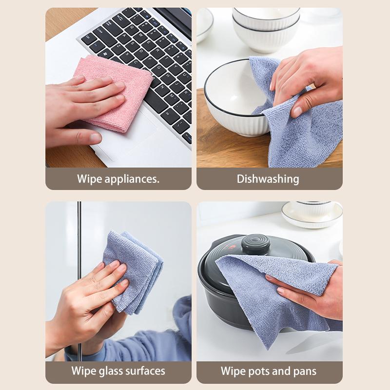 20Pcs/box Microfiber Towel Absorbent Kitchen Cleaning Dishcloth Non-stick Oil Dish Rags Napkins Tableware Home Cleaning Towels
