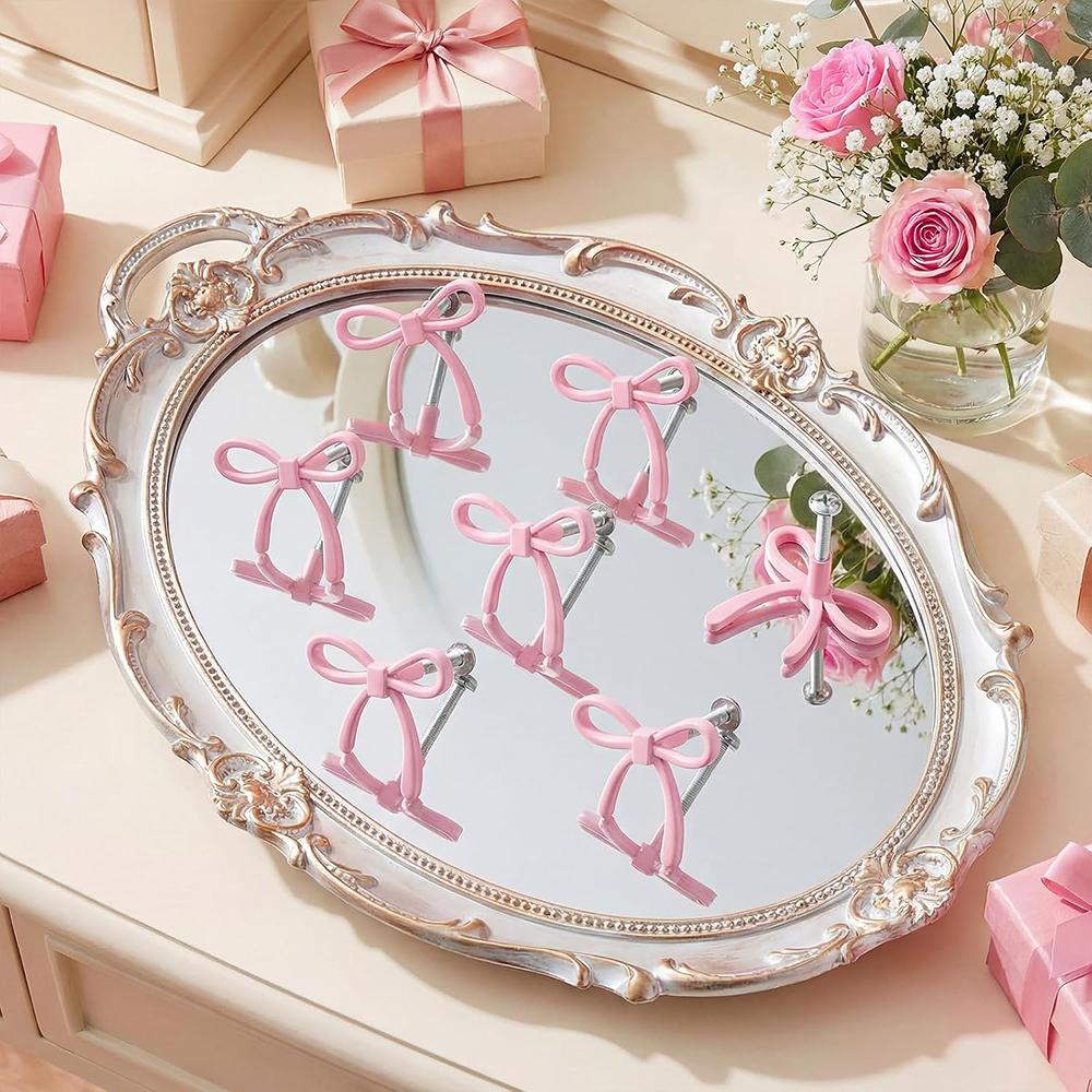 Small Size Pink Bow Cabinet Pulls Drawer Handle Zinc Alloy Metal Pulls for Dressing Table Small Cabinets DIY