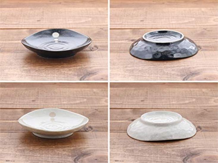 Tableware East Японская посуда Треугольная маленькая тарелка в горошек 4 размера Черная (Серия Dot Monotone) Маленькая тарелка Сервировочная тарелка Салатная тарелка
