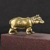 Lucky Solid Brass Hippo Figurines Retro Hippopotamus Ornament  Desk Living Room Decoration