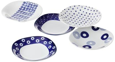 Nishikai Pottery Hasamiyaki Pasta Plate Curry Plate 21 см Lightweight Indigo Maru Crest 5 Patterns Tableware Set Scrubs Tableware Stylish Gift