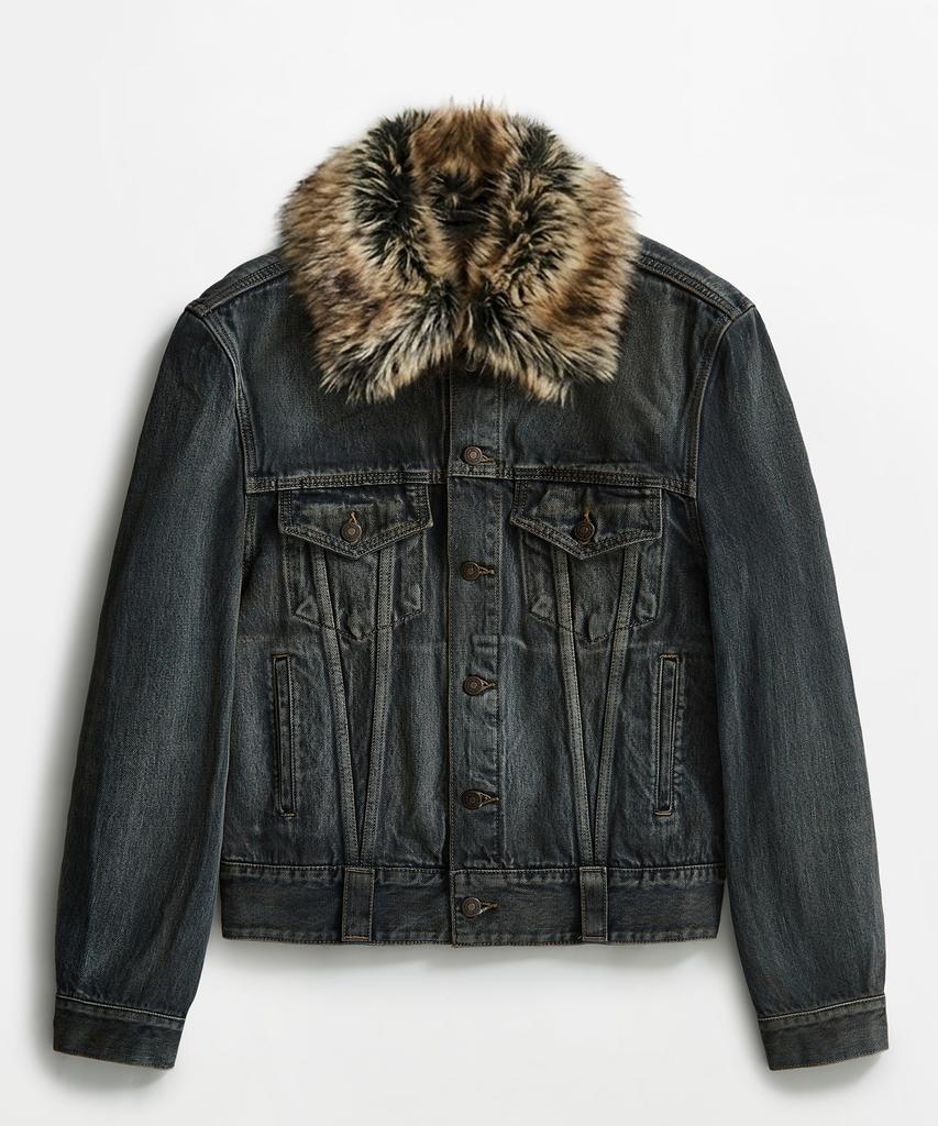 LMOOD Sherry Denim Trucker Jacket Rust Blue