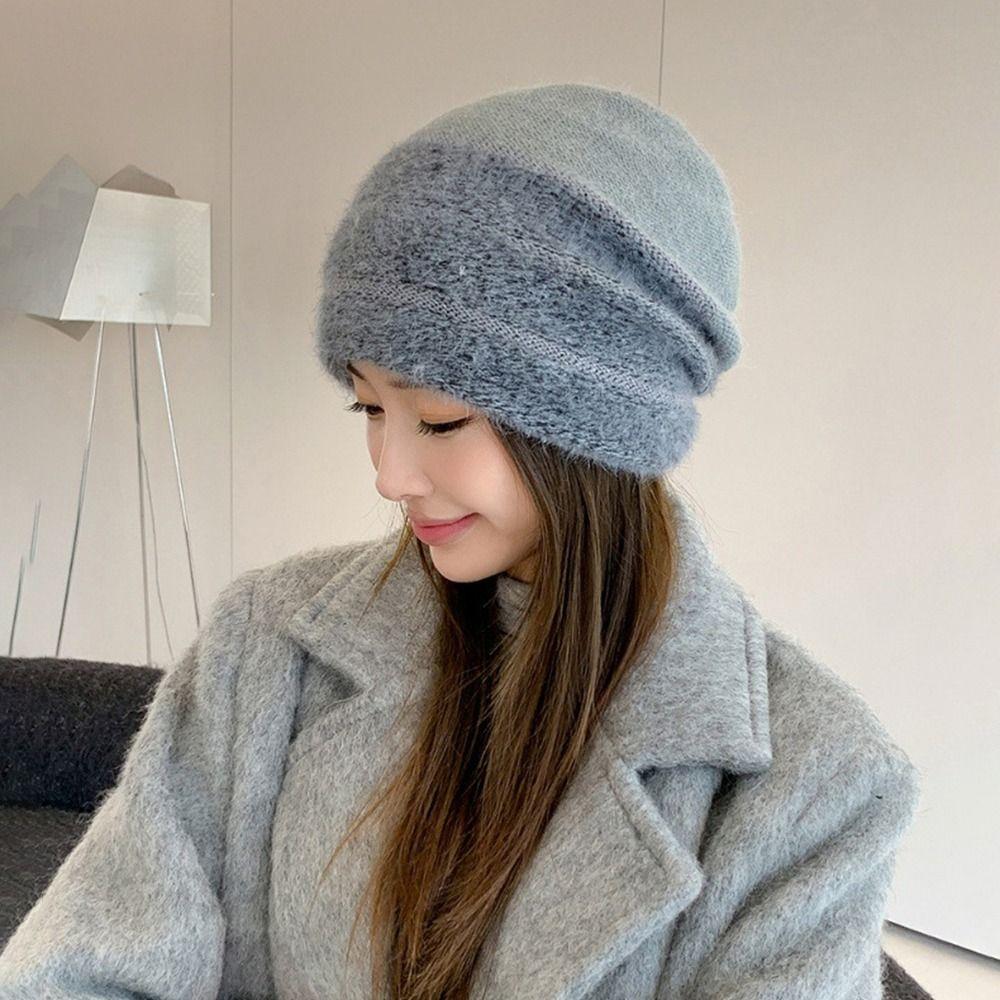Thickening Knitted Hat Windproof Ear Protection Casual Bonnet Caps  for Women Girls