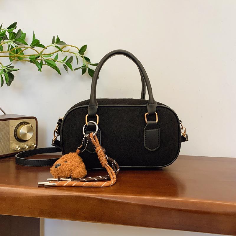 Niche Suede Bag Women'S Retro Versatile Messenger Bag Portable Bowling Bag