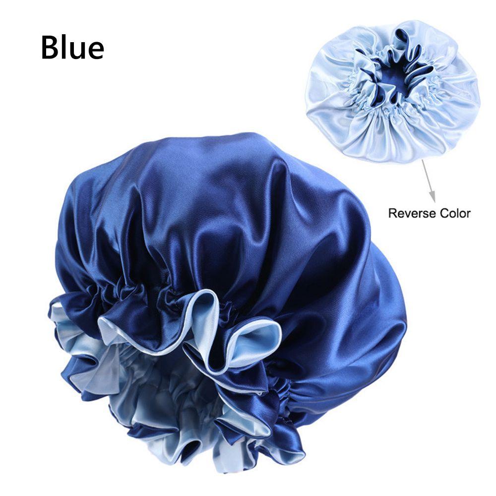 Elastic Band Double-layered Night Sleep Cap Satin Bonnet Hair Loss Beanies Hair Care Head Cover