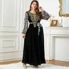 Ближневосточный мусульманский халат, осенне-зимнее бархатное женское платье с бисером, элегантное длинное платье