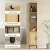 Tall Bathroom Cabinet, Narrow Bathroom Cabinet with Open Shelves and Adjustable Shelf, Natural Wood Look