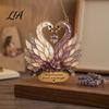 Indoor Outdoor Decorative Art Stained Glass Style Swan Pendant, Acrylic Suncatcher for Window Car Sun Catcher And Christmas Tree Ornament, Colorful