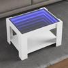 VidaXL Coffee Table with White LED 73x53x45 Cm Engineered Wood, Side Table, Living Room Table, Side Table, End Table 847546