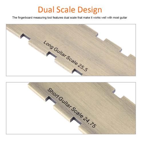 Guitar Fretboard Ruler, Measuring Tool, Dual Scale, 24.75 Notched Fretboard Straight Edge, Luthier Tool for Guitar Neck Leveling, Durable Stainless St