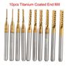 10Pcs Gold&Silver Coated End Cnc Milling Cutter Cutting Bits