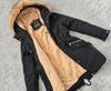 Warm Winter Parka Jacket with Teddy Bear Hood and Fur Trim Size Navy Blue
