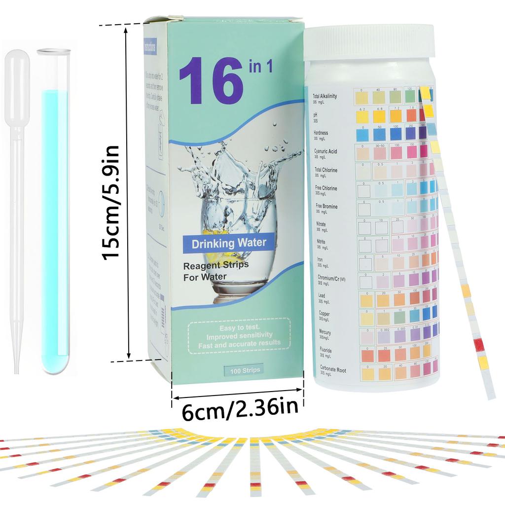 Набор для тестирования воды 16 в 1 / 14 в 1 / 3 в 1 для питьевой воды Точные тест-полоски для воды Полоски для измерения качества воды Наборы