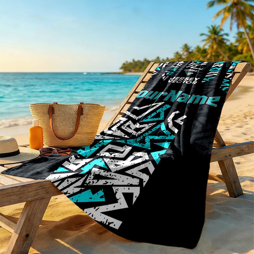 Ethnic Tribal Patterns Customize Text Beach Towel High Absorbency & Quick-Dry Suitable for Sports Travel Swimming Yoga Bathroom Beach And Pool