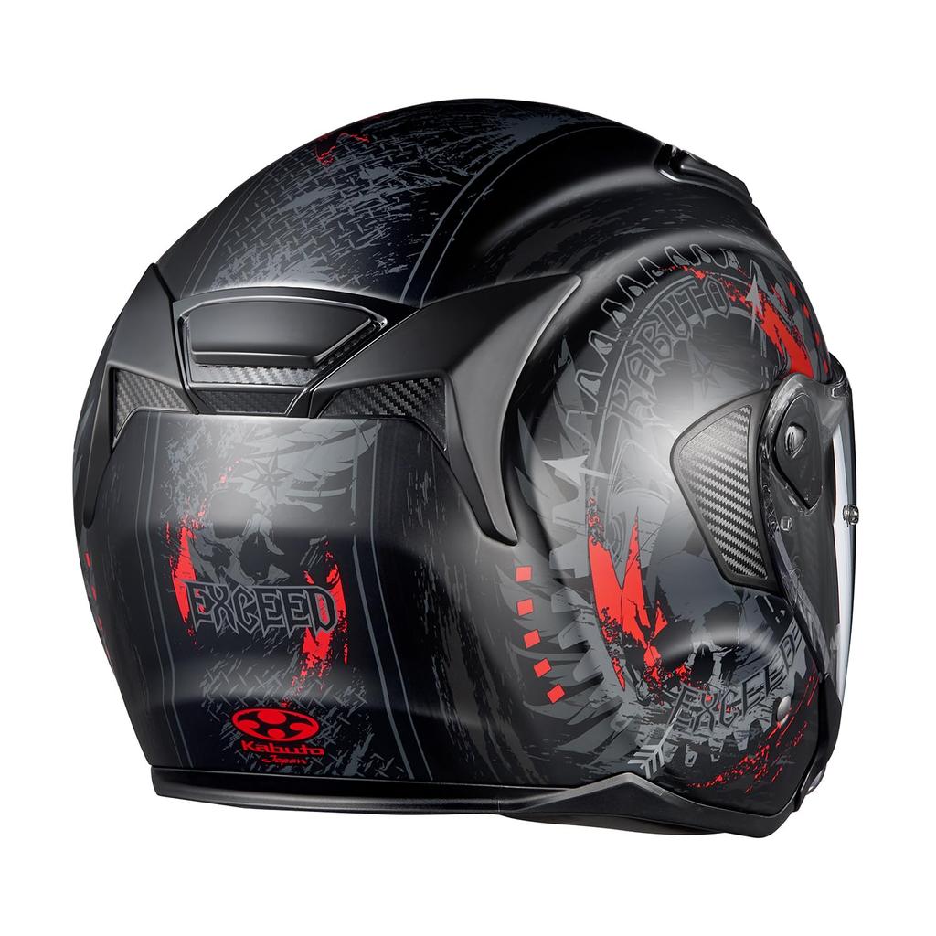 OGK KABUTO Motorcycle Helmet Jet EXCEED DARKNESS Flat Black Red (Size XS)
