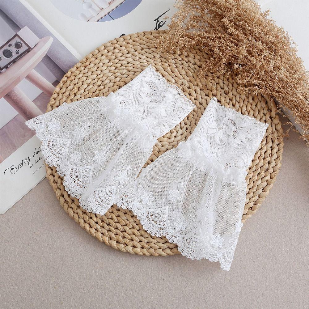 Flower Elastic Sleeve Cuffs Double Layer False Cuff Sleeve Lace Fake Cuffs Sweater Decorative