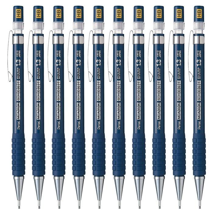 Механический карандаш Pentel для заполнения бланков AM13-HB 1,3 мм 10 шт. Серебристый, Разноцветный