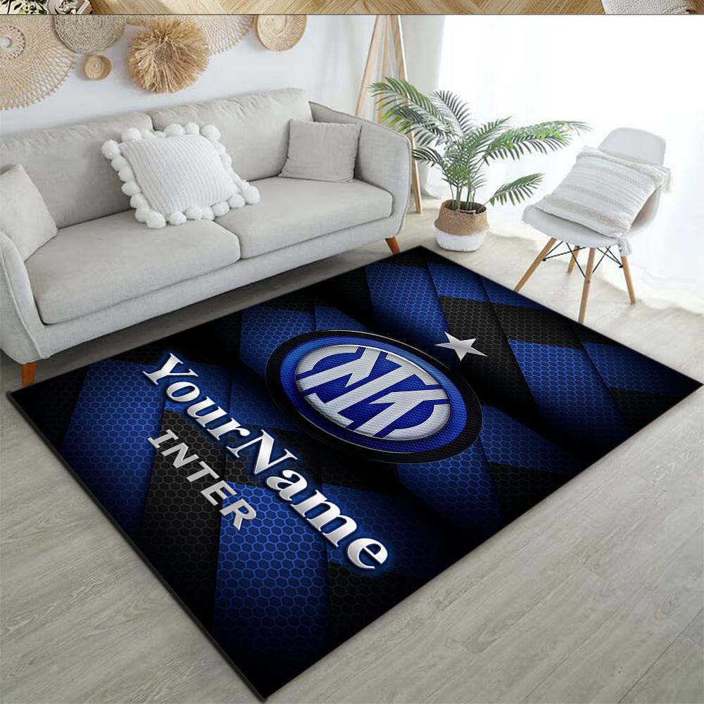 Inter Milan Customize Your Name Floor Rug Office Rug Design for Bedrooms Foyer Kitchen Game Room Antislip Carpet Anime Office Decor Best for Christmas