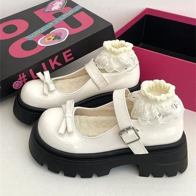 Французские туфли Мэри Джейн на толстом каблуке и толстой подошве, женские, весна 2025, новые, с открытым верхом и бантом, модные универсальные лоферы