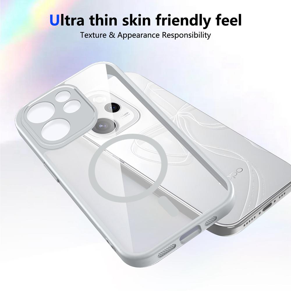 KEYSION Transparent Magnetic Phone Case for OPPO Reno15 Pro Max 5G Silicone+PC HD Clear Shockproof Cover for OPPO Reno15 F 5G