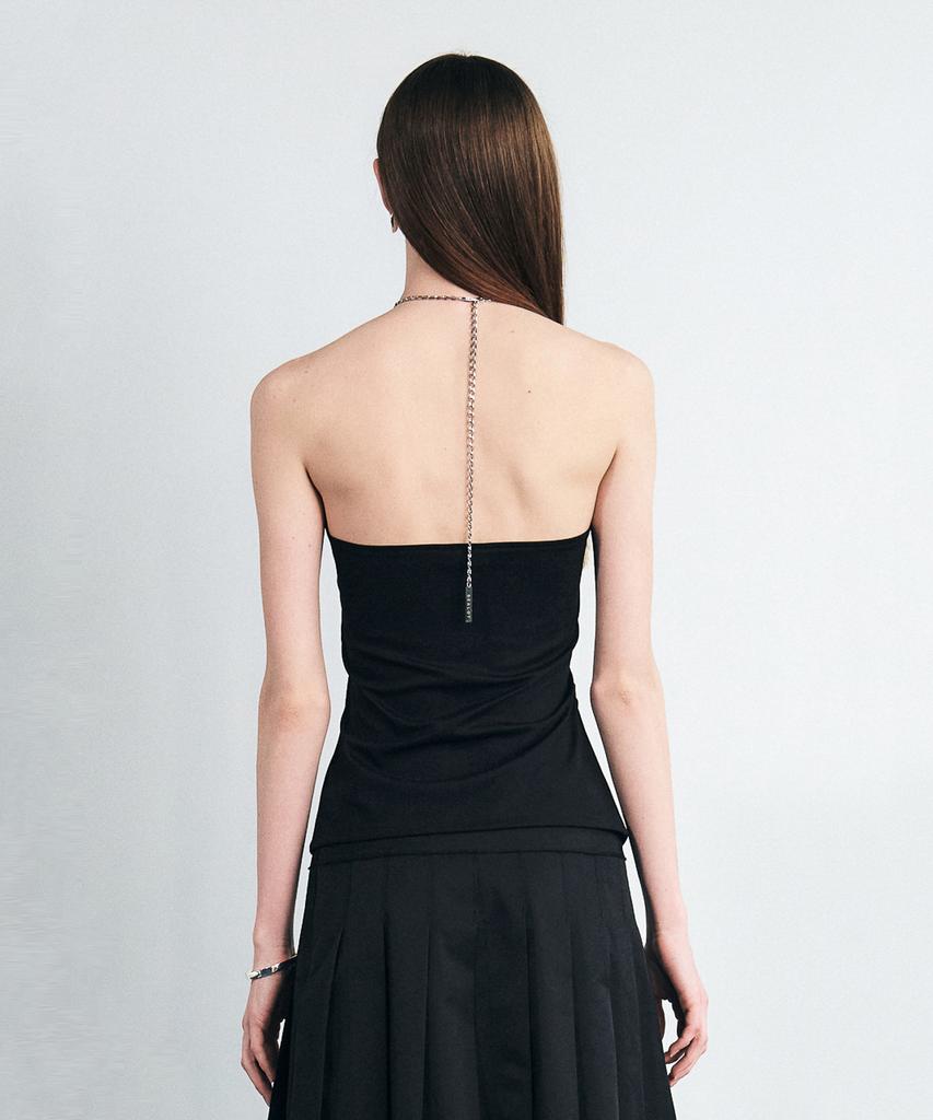 SEALOT Chain Halter Slit Sleeveless Top (Black)