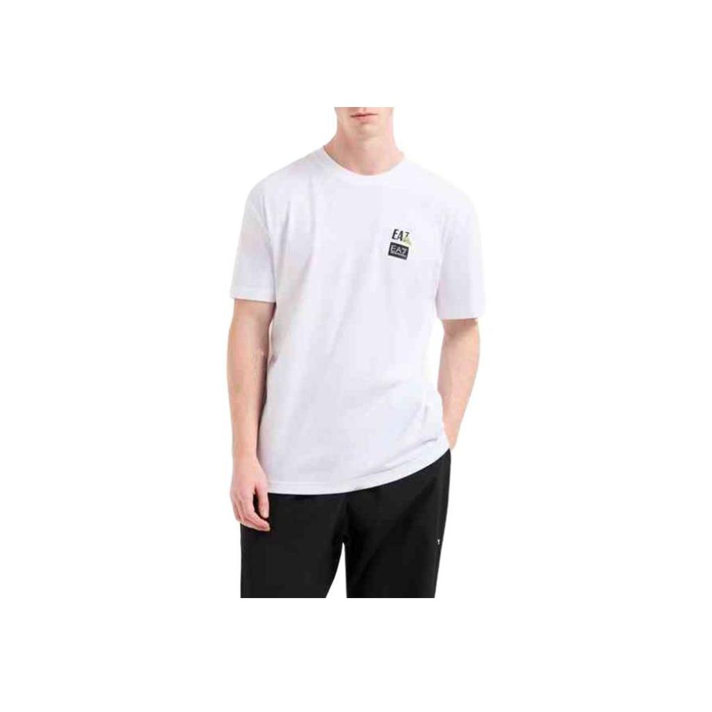 Emporio Armani Мужская футболка с длинным рукавом и принтом букв логотипа SS25, круглый вырез, кремово-белая 7M000118-AF13244-U0002