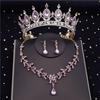 Качественные комплекты свадебных украшений из кристаллов для женщин, модные круглые серьги, комплект ожерелий, корона невесты, диадемы, выпускной, дубайские комплекты украшений