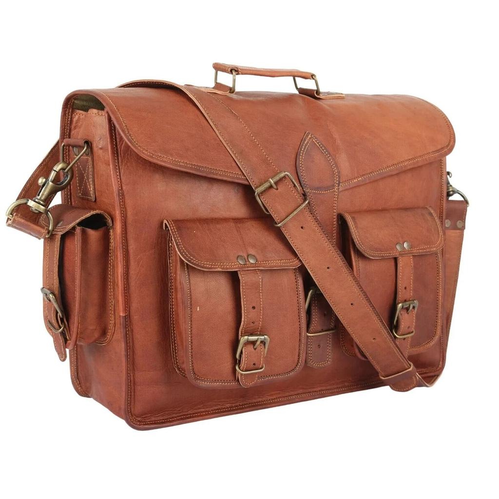 Мужская сумка-портфель для ноутбука из натуральной кожи, винтажная, функциональная, мессенджер, на плечо