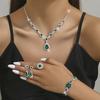 Elegant Crystal Gemstone Jewelry Set: Teardrop Necklace, Earrings, Bracelet, and Ring for Women