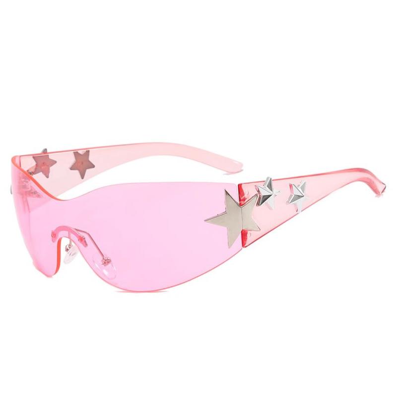 Безрамные солнцезащитные очки с пятиконечной звездой для женщин Модные Девочки Ретро Козырек Стильные УФ-защита