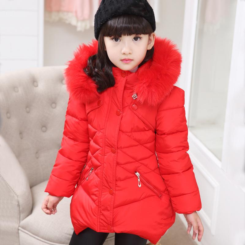 Winter Jackets Girls Coat Fashion Long Style Hooded Outerwear Thicken Warm Children's