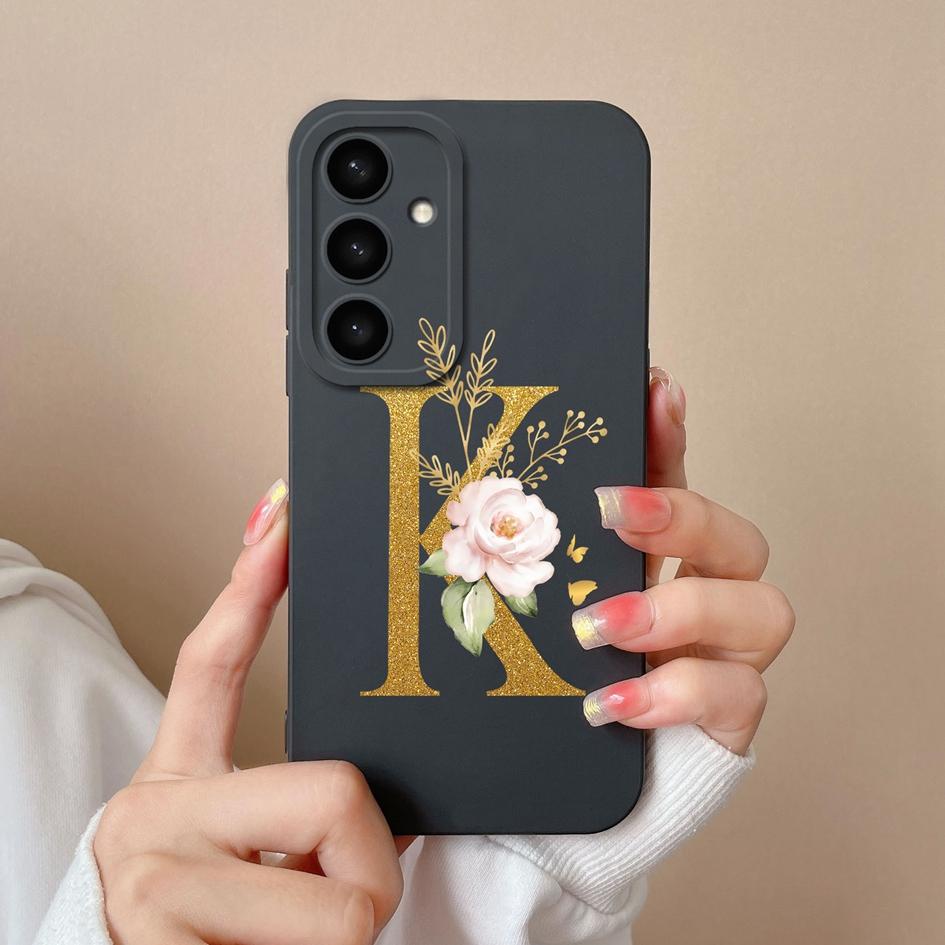 Flowers Letter Case For Samsung A05 A05S A16 S25 Plus S25Ultra A26 A56 F14 A36 Fashion Exquisite Pattern Soft Silicone Couples Covers For Samsung Capa