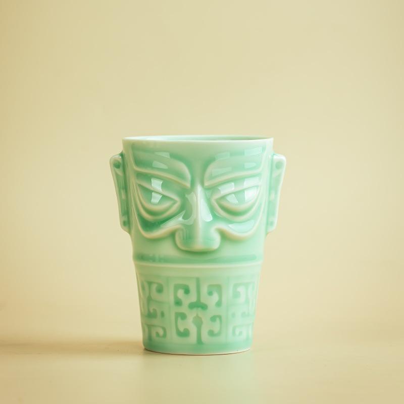 Керамическая кружка Sanxingdui с крышкой - Универсальная для чая, воды, вина, коктейлей или колы