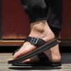 New Italian Leather Flip-flops for Men Cool Beach Summer Shoes Hotel Slippers Man Light Flats Luxe All-match Men's Slippers