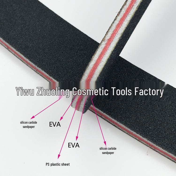 Изогнутая пилка для ногтей Красное сердце Резиновая основа с черной наждачной бумагой - Износостойкая пилка-банан для маникюра, нейл-арта