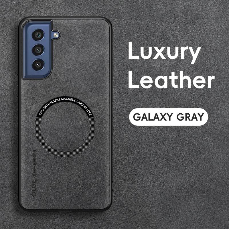Магнитный ретро кожаный мягкий чехол для Samsung Galaxy S21 FE S21FE Беспроводная зарядка Чехол для телефона